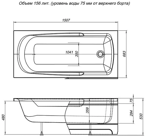 Акриловая ванна Aquanet Extra 150x70 00208672 Акриловая ванна Aquanet Extra 150x70 00208672