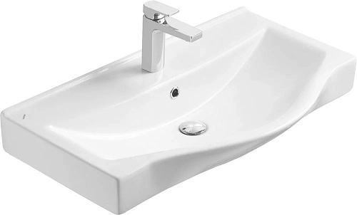 Тумба с раковиной STWORKI Хельсинки 80 подвесная, с накладной раковиной, белая, МДФ 406331 Тумба с раковиной STWORKI Хельсинки 80 подвесная, с накладной раковиной, белая, МДФ 406331