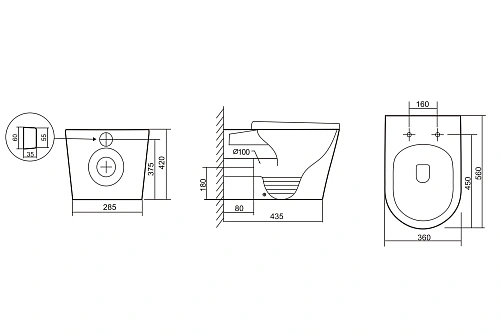 Унитаз приставной ABBER Bequem AC1113 белый, безободковый с крышкой микролифт Унитаз приставной ABBER Bequem AC1113 белый, безободковый с крышкой микролифт