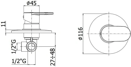 Смеситель для душа Paffoni Candy CA010CR (с внутренней частью) Смеситель для душа Paffoni Candy CA010CR (с внутренней частью)