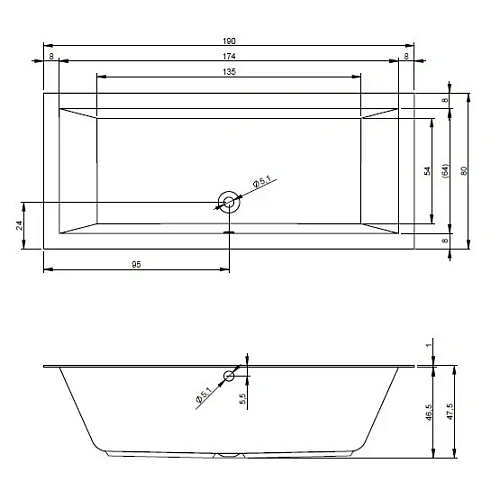 Акриловая ванна Riho Lugo BT0400500000000 190х80 Акриловая ванна Riho Lugo BT0400500000000 190х80