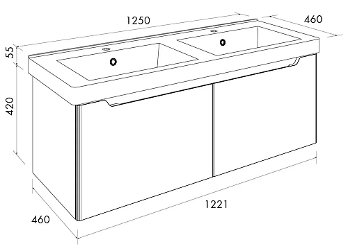 Тумба под раковину DREJA W, 125 см, подвесная, для а Гармония 125 см или стеклянной столешницы W, 99.9400 Тумба под раковину DREJA W, 125 см, подвесная, для а Гармония 125 см или стеклянной столешницы W, 99.9400