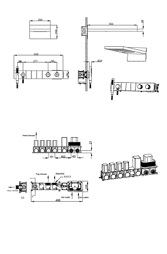 Душевая система Boheme ZODIAC 133-CB встраиваемая с термостатом, Copper Brushed Душевая система Boheme ZODIAC 133-CB встраиваемая с термостатом, Copper Brushed