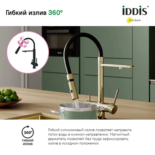 Смеситель для кухни Iddis Ace (ACEMGFFi05) с фильтром и гибким изливом, матовое золото Смеситель для кухни Iddis Ace (ACEMGFFi05) с фильтром и гибким изливом, матовое золото