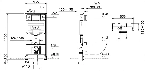 Бачок скрытого монтажа VitrA V12 762-1740-01 3/6 л для приставных унитазов Бачок скрытого монтажа VitrA V12 762-1740-01 3/6 л для приставных унитазов