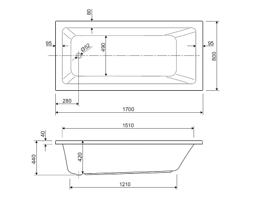 Акриловая ванна CEZARES PLANE SOLO-170-80-49-W37 1700x800 белый Акриловая ванна CEZARES PLANE SOLO-170-80-49-W37 1700x800 белый