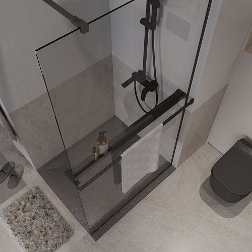 Душевая перегородка Niagara Nova NG-670-90ВLACK (90x195) черный матовый, стекло прозрачное Душевая перегородка Niagara Nova NG-670-90ВLACK (90x195) черный матовый, стекло прозрачное