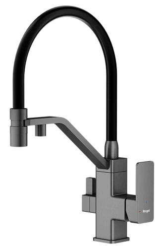 Смеситель для кухни Raglo R85.62.09 с гибким изливом с подключением к фильтру, графит Смеситель для кухни Raglo R85.62.09 с гибким изливом с подключением к фильтру, графит