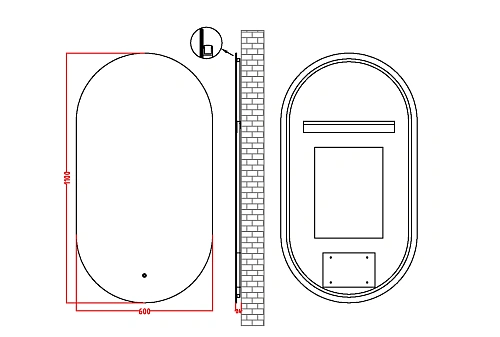 Зеркало Boheme 568-MG металлическая рама, подсветка, сенсор, антизапотевание, 60x110 Зеркало Boheme 568-MG металлическая рама, подсветка, сенсор, антизапотевание, 60x110