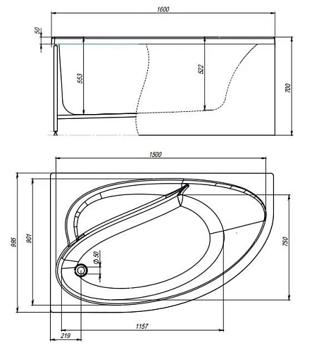 Акриловая ванна Timo IVA1610L (1600x100x700) Акриловая ванна Timo IVA1610L (1600x100x700)