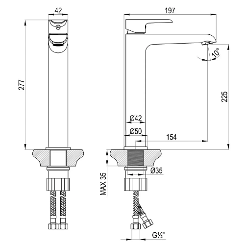 Смеситель для раковины Rossinka W35-14 Смеситель для раковины Rossinka W35-14