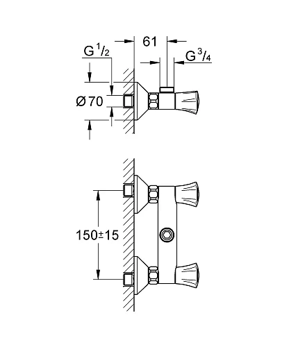 Смеситель для душа GROHE Costa L с выходом для шланга сверху, хром (26009001) Смеситель для душа GROHE Costa L с выходом для шланга сверху, хром (26009001)