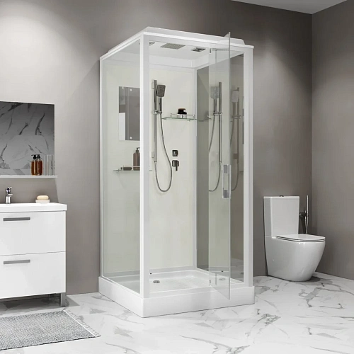 Душевая кабина Niagara Standart ST100/15Q (100х100х215) квадрат, поддон 15см, распашная, проф.белый Душевая кабина Niagara Standart ST100/15Q (100х100х215) квадрат, поддон 15см, распашная, проф.белый