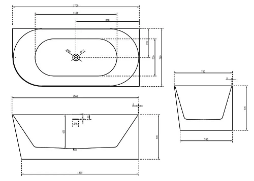 Акриловая ванна ABBER AB9258-1.7 R 170x78 правосторонняя, белая Акриловая ванна ABBER AB9258-1.7 R 170x78 правосторонняя, белая