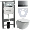 Комплект унитаза Ceramica Nova Metropol Rimless CN4002 c шумоизоляцией CN1000 инсталляцией Envision клавишей смыва Flat хром матовый и креплениями CN1002M