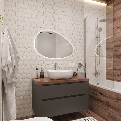 Зеркало STWORKI Скаген 92 с подсветкой, белое, инфракрасное управление, овальное 551011 Зеркало STWORKI Скаген 92 с подсветкой, белое, инфракрасное управление, овальное 551011