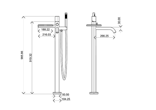 Смеситель для ванны Boheme Stick 129-CB напольный Copper Brushed DIAMOND Смеситель для ванны Boheme Stick 129-CB напольный Copper Brushed DIAMOND