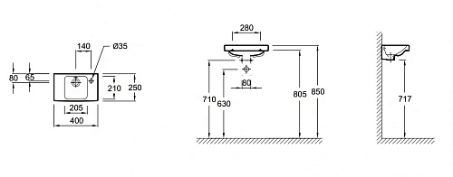Раковина Jacob Delafon Odeon Up E4799 R (40х25) E4799G-00 Раковина Jacob Delafon Odeon Up E4799 R (40х25) E4799G-00