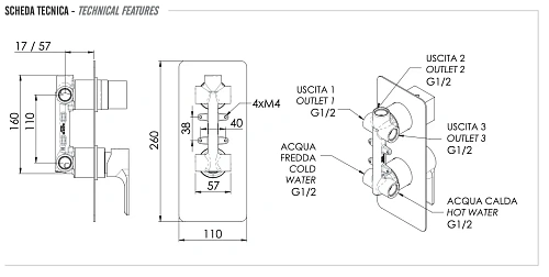 Смеситель для душа Remer Energy EY93 Смеситель для душа Remer Energy EY93