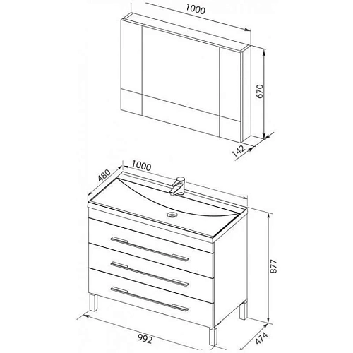 Комплект мебели Aquanet Верона NEW 100 черный (напольный 3 ящика) 00230323 Комплект мебели Aquanet Верона NEW 100 черный (напольный 3 ящика) 00230323