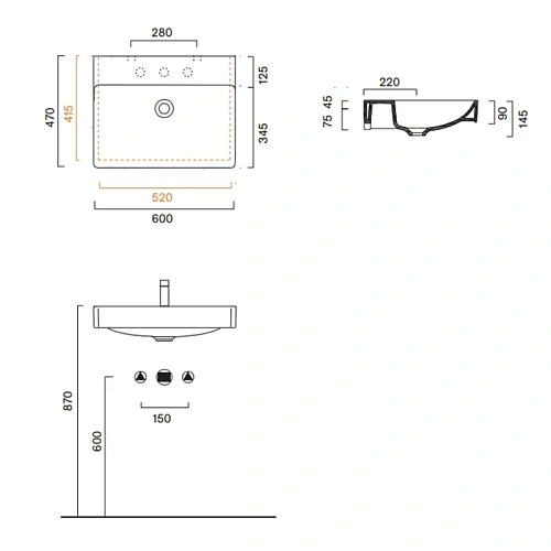 Раковина Catalano Green 0420600001 60x47, белый глянцевый Раковина Catalano Green 0420600001 60x47, белый глянцевый