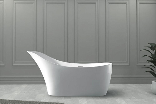 Ванна отдельностоящая ABBER AS9618 169x75 универсальная, белая матовая, искусственный камень Ванна отдельностоящая ABBER AS9618 169x75 универсальная, белая матовая, искусственный камень