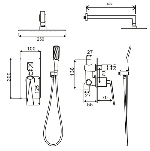 Душевая система Boheme Venturo 384-W-2 с изливом Душевая система Boheme Venturo 384-W-2 с изливом