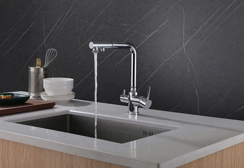 Смеситель для кухни ABBER Emotion AF8814 с подключением фильтра и выдвижной лейкой, хром Смеситель для кухни ABBER Emotion AF8814 с подключением фильтра и выдвижной лейкой, хром