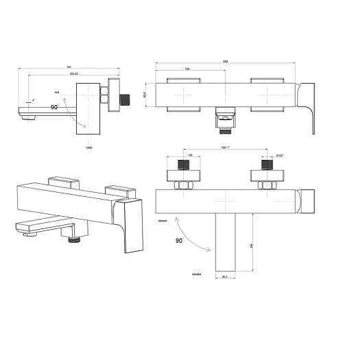 Смеситель для ванны Paini Grazia 21CR111 без аксессуара Смеситель для ванны Paini Grazia 21CR111 без аксессуара
