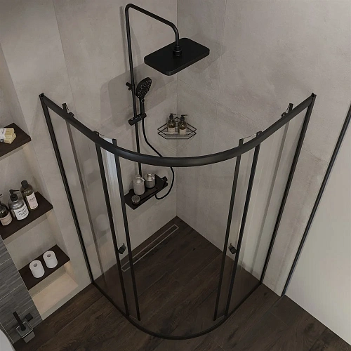 Душевой уголок DIWO Псков 100x100 профиль черный матовый 570902 Душевой уголок DIWO Псков 100x100 профиль черный матовый 570902