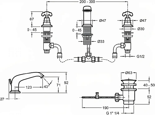 Смеситель для раковины Jacob Delafon Cleo 1889 E24306-CP с донным клапаном Смеситель для раковины Jacob Delafon Cleo 1889 E24306-CP с донным клапаном