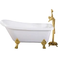 Ванна отдельностоящая Ceruttispa VITO 150G CT9669 1550x740x750 акриловая, на львиных лапах золото Ванна отдельностоящая Ceruttispa VITO 150G CT9669 1550x740x750 акриловая, на львиных лапах золото