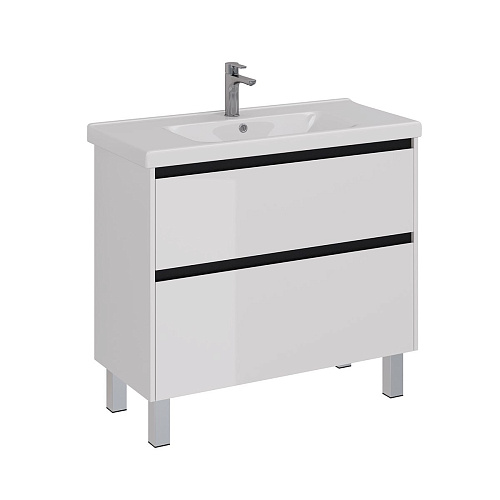 Тумба под раковину Lemark COMBI 100 см подвесная/напольная, черный/белый LM03C100T-black Тумба под раковину Lemark COMBI 100 см подвесная/напольная, черный/белый LM03C100T-black