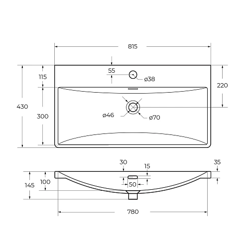 Раковина BelBagno BB-8076-3-80 810x430 Раковина BelBagno BB-8076-3-80 810x430
