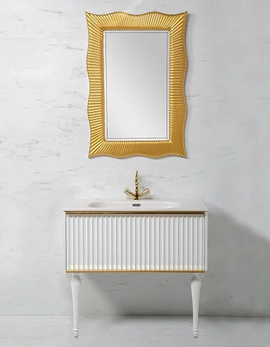 Тумба под раковину Armadi Art Canale 80 843-080-WG белая + золото Тумба под раковину Armadi Art Canale 80 843-080-WG белая + золото