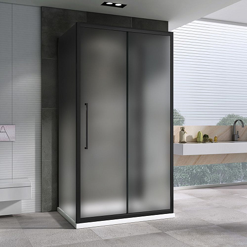 Душевой уголок ABBER Schwarzer Diamant AG30150BMH-S80BM-S80BM 150x80 см универсальный, профиль черный, стекло матовое Душевой уголок ABBER Schwarzer Diamant AG30150BMH-S80BM-S80BM 150x80 см универсальный, профиль черный, стекло матовое
