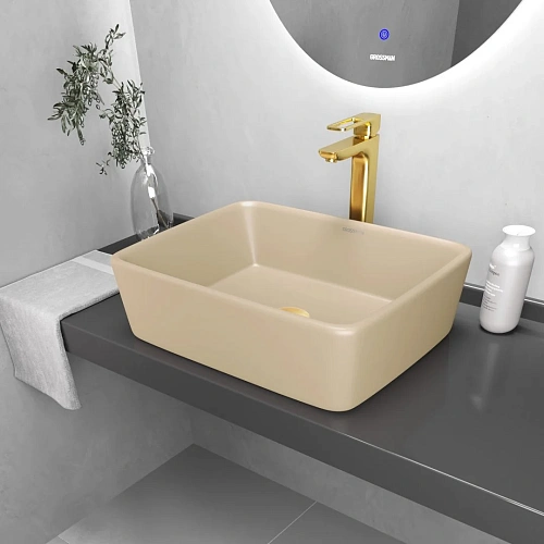 Раковина GROSSMAN Color GR-3016BEM (480x370x135) бежевая матовая Раковина GROSSMAN Color GR-3016BEM (480x370x135) бежевая матовая