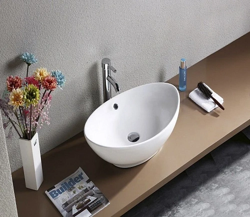 Раковина CeramaLux 9019 накладная, белый Раковина CeramaLux 9019 накладная, белый