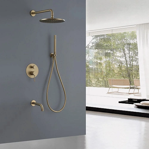 Душевая система ABBER Wasser Kreis AF8117G скрытого монтажа с изливом, золото матовое Душевая система ABBER Wasser Kreis AF8117G скрытого монтажа с изливом, золото матовое