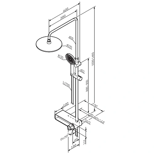 Душевая система AM.PM X-Joy F0785A700 верхний душ 220мм хром Душевая система AM.PM X-Joy F0785A700 верхний душ 220мм хром