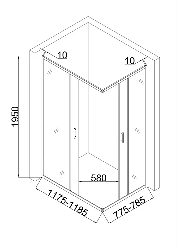 Душевой уголок Taliente 120x90x195см, прямоугольный, раздвижной, прозр.стекло 6мм, черный профиль TA-09120-1CB Душевой уголок Taliente 120x90x195см, прямоугольный, раздвижной, прозр.стекло 6мм, черный профиль TA-09120-1CB
