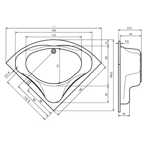 Акриловая ванна Riho Neo BC3400500000000 140х140 Акриловая ванна Riho Neo BC3400500000000 140х140