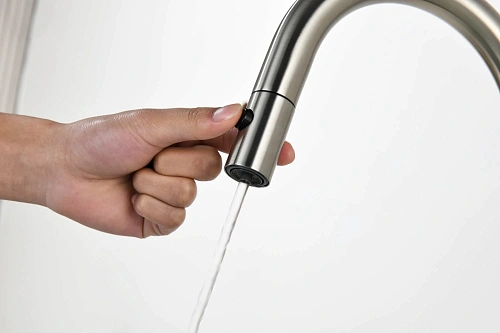 Смеситель для кухни AQUAme Cucina AQM9905BN с выдвижным изливом, с подключением к фильтру с питьевой водой, никель шлифованный Смеситель для кухни AQUAme Cucina AQM9905BN с выдвижным изливом, с подключением к фильтру с питьевой водой, никель шлифованный