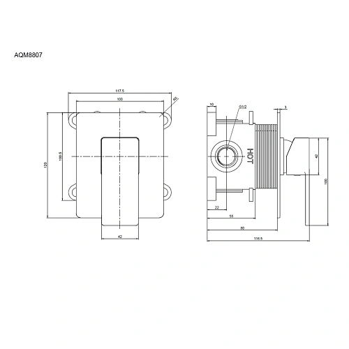 Смеситель для душа AQUAme Savona AQM8807MB встраиваемый, черный матовый Смеситель для душа AQUAme Savona AQM8807MB встраиваемый, черный матовый