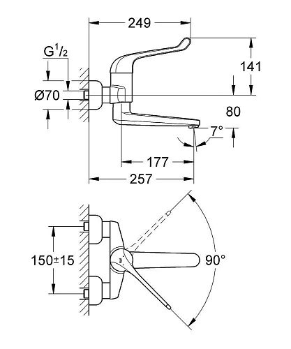 Смеситель для раковины GROHE Euroeco Special (вынос 256 мм, длина рычага 170 мм), хром (32793000) Смеситель для раковины GROHE Euroeco Special (вынос 256 мм, длина рычага 170 мм), хром (32793000)