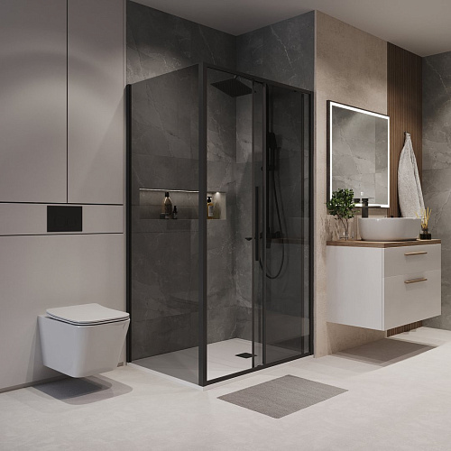 Душевой уголок Niagara Nova NG-85-14TB-TB80-34 (140x80x195) прямоуг, раздвижн, черный матов., стекло тонированное Душевой уголок Niagara Nova NG-85-14TB-TB80-34 (140x80x195) прямоуг, раздвижн, черный матов., стекло тонированное