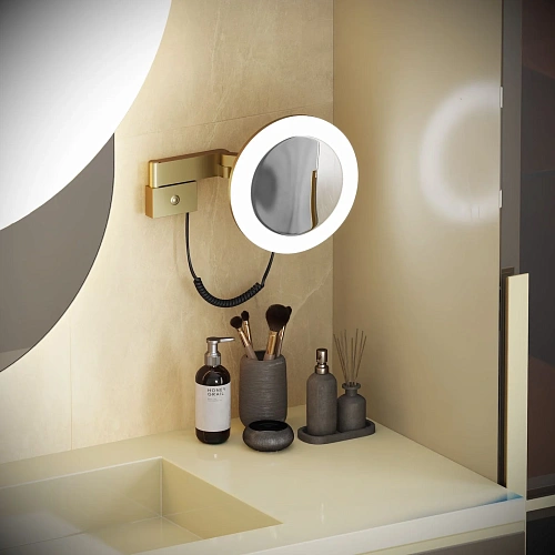 Зеркало косметическое Timo Petruma 15276/17 с подсветкой золото матовое Зеркало косметическое Timo Petruma 15276/17 с подсветкой золото матовое