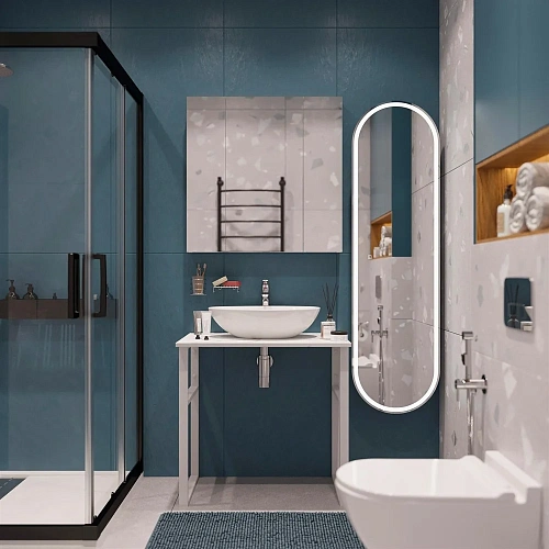 Комплект мебели DIWO Элиста 80 белый мрамор, с раковиной Moduo 55 Leaf 555098 Комплект мебели DIWO Элиста 80 белый мрамор, с раковиной Moduo 55 Leaf 555098