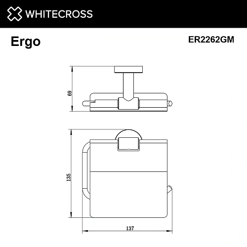 Держатель туалетной бумаги WHITECROSS Ergo ER2262GM оружейная сталь Держатель туалетной бумаги WHITECROSS Ergo ER2262GM оружейная сталь
