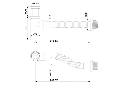 Сифон для раковины Wonzon & Woghand темный графит (WW-88SS101-BGM) Сифон для раковины Wonzon & Woghand темный графит (WW-88SS101-BGM)
